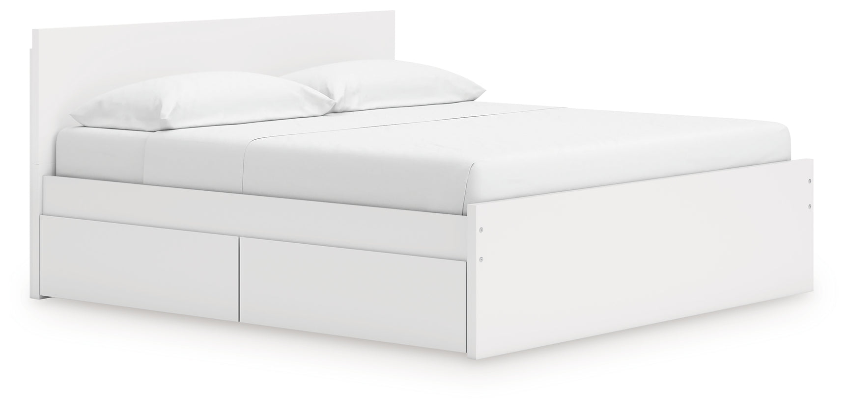 Onita White King Panel Platform Bed with 2 Side Storage