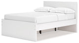 Onita White Full Panel Platform Bed with 1 Side Storage