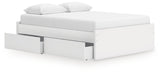 Onita White Queen Platform Bed with 1 Side Storage