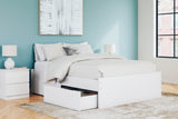 Onita White Queen Platform Bed with 1 Side Storage