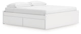 Onita White King Platform Bed with 1 Side Storage