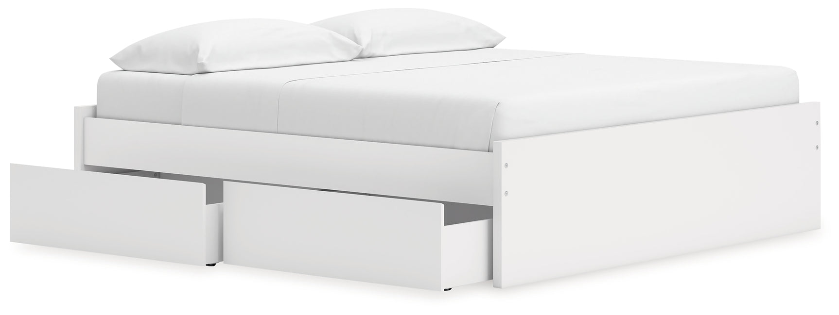 Onita White King Platform Bed with 2 Side Storage