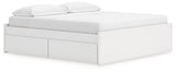 Onita White King Platform Bed with 2 Side Storage