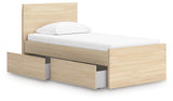 Onita Natural Twin Panel Platform Bed with 1 Side Storage
