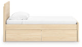 Onita Natural Twin Panel Platform Bed with 1 Side Storage