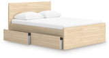 Onita Natural Queen Panel Platform Bed with 1 Side Storage