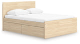 Onita Natural Queen Panel Platform Bed with 1 Side Storage