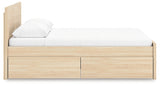 Onita Natural Queen Panel Platform Bed with 1 Side Storage