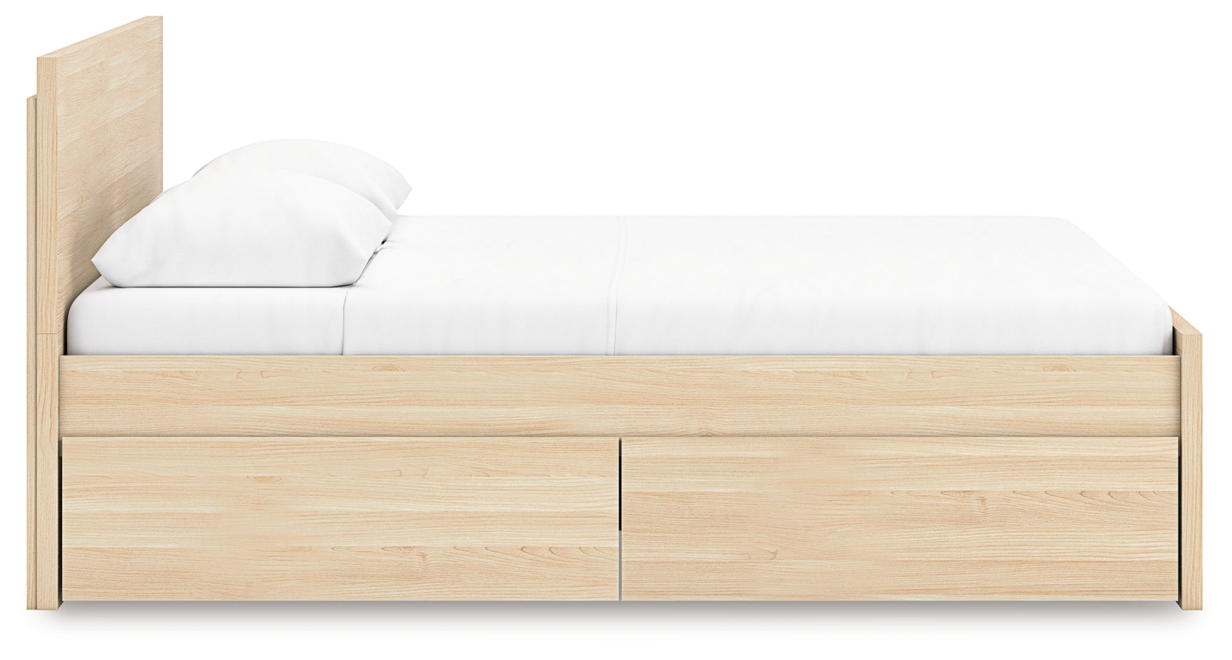 Onita Natural Queen Panel Platform Bed with 1 Side Storage