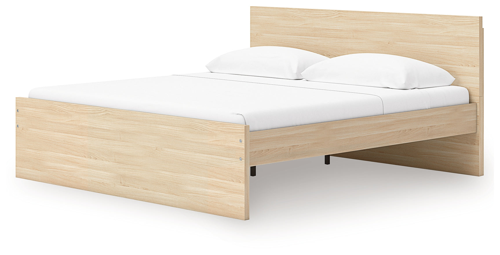 Onita Natural Queen Panel Platform Bed with 2 Side Storage