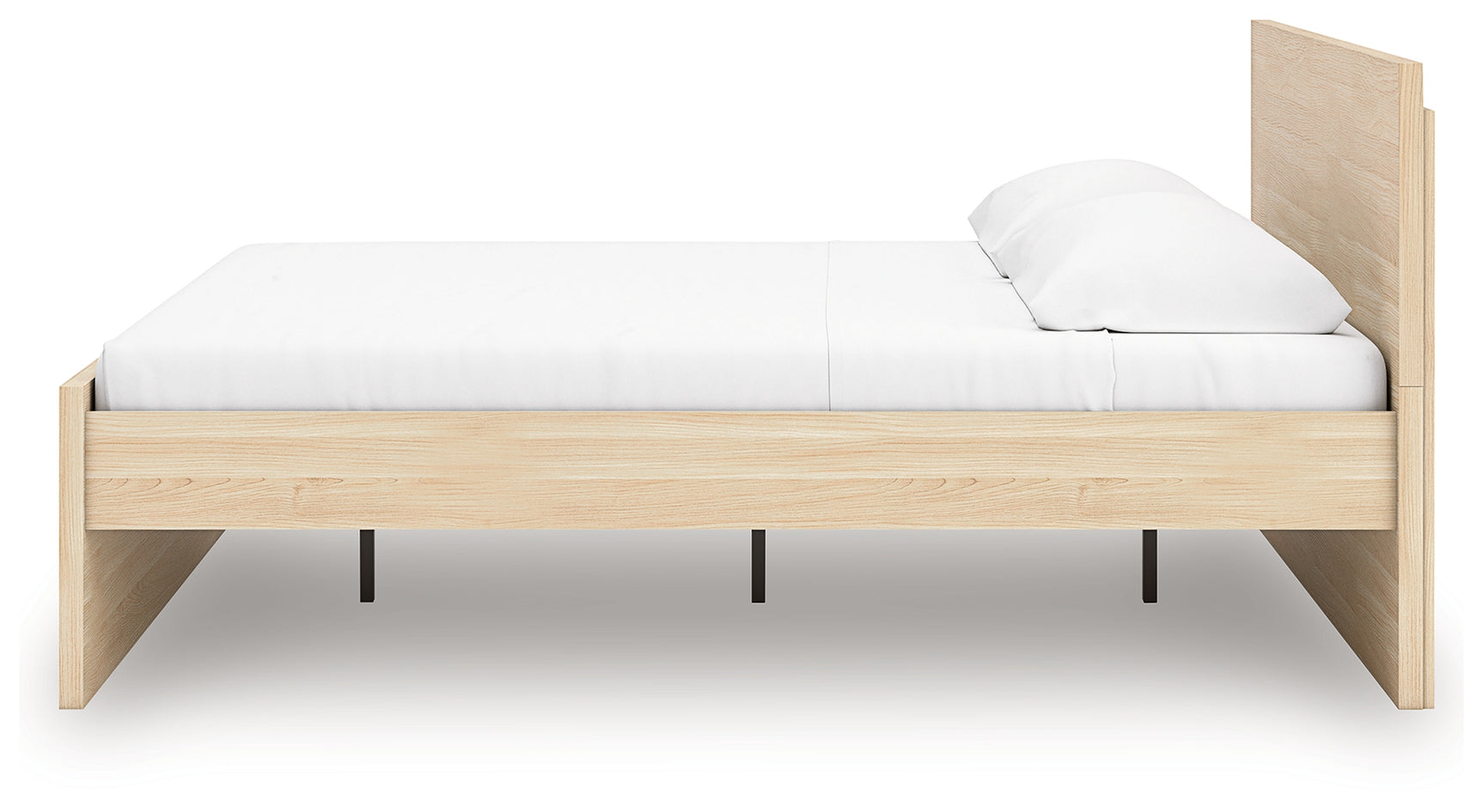 Onita Natural Queen Panel Platform Bed with 2 Side Storage