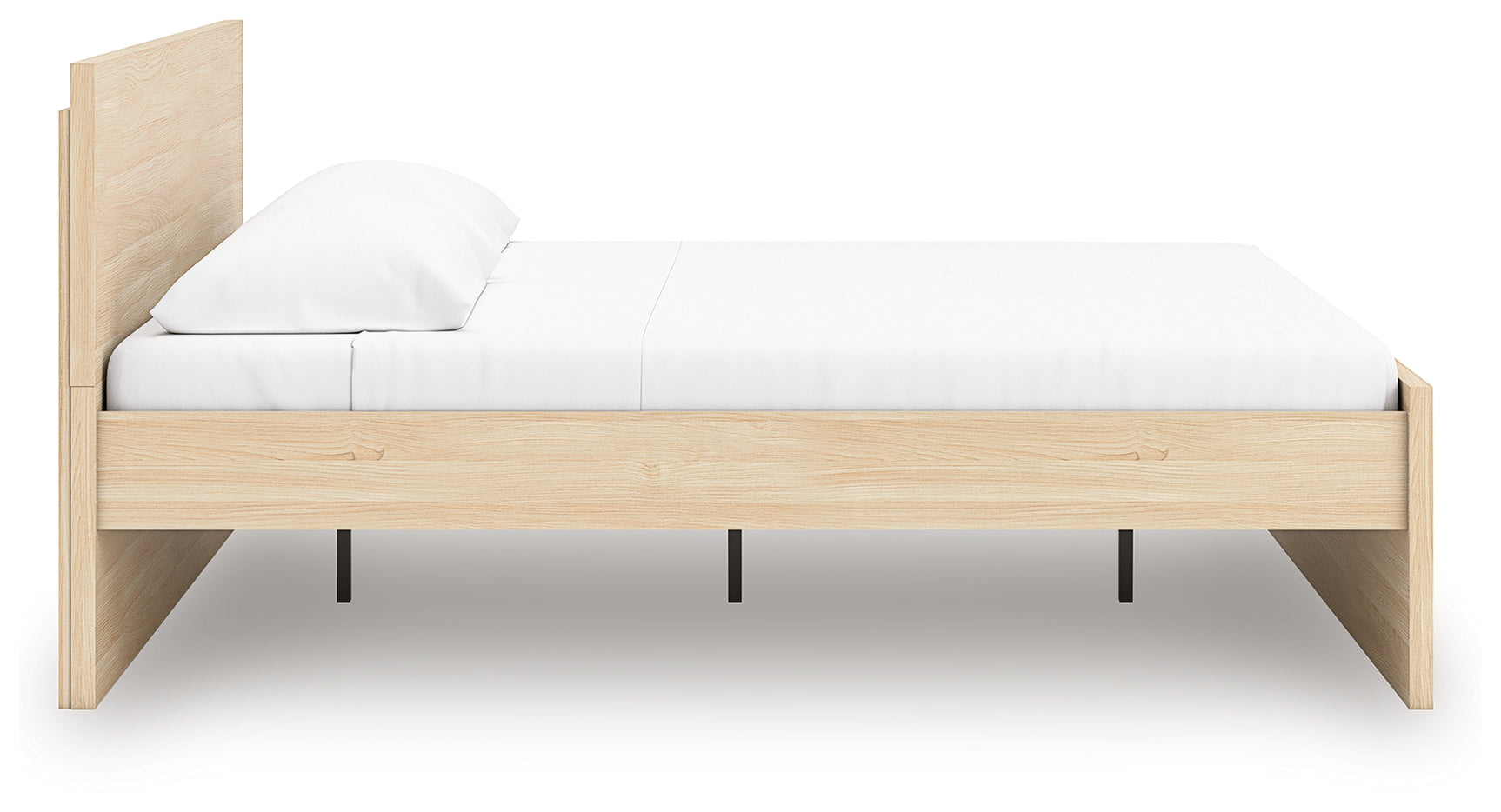 Onita Natural Queen Panel Platform Bed with 2 Side Storage