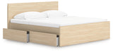 Onita Natural King Panel Platform Bed with Storage