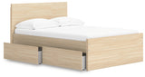 Onita Natural Full Panel Platform Bed with 1 Side Storage
