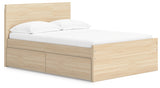 Onita Natural Full Panel Platform Bed with 1 Side Storage
