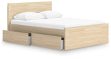 Onita Natural Full Panel Platform Bed with 2 Side Storage