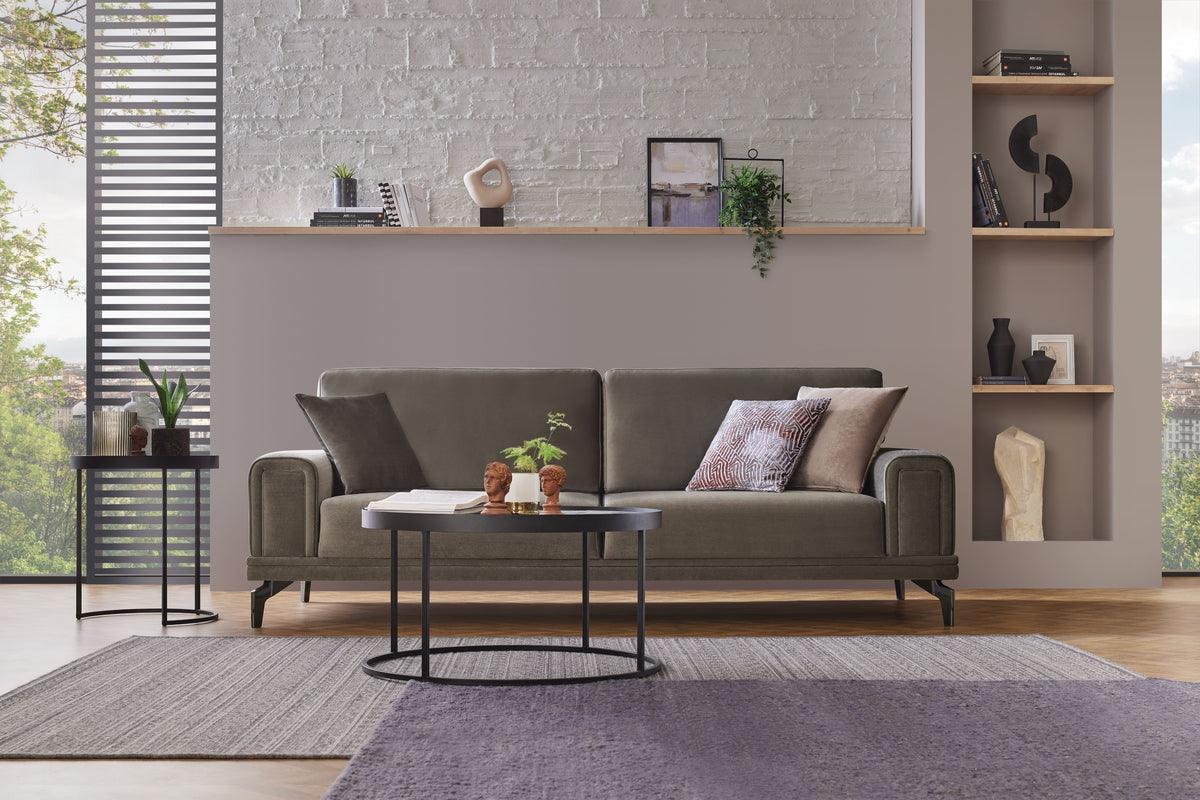 Evora Khaki Green 3-Seater Sofa Bed - Ella Furniture