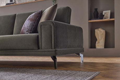 Evora Khaki Green 3-Seater Sofa Bed - Ella Furniture