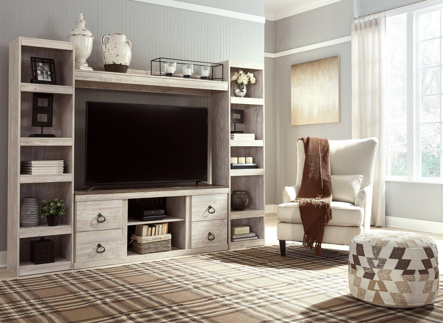 Willowton Whitewash 4-Piece Entertainment Center by Ashley