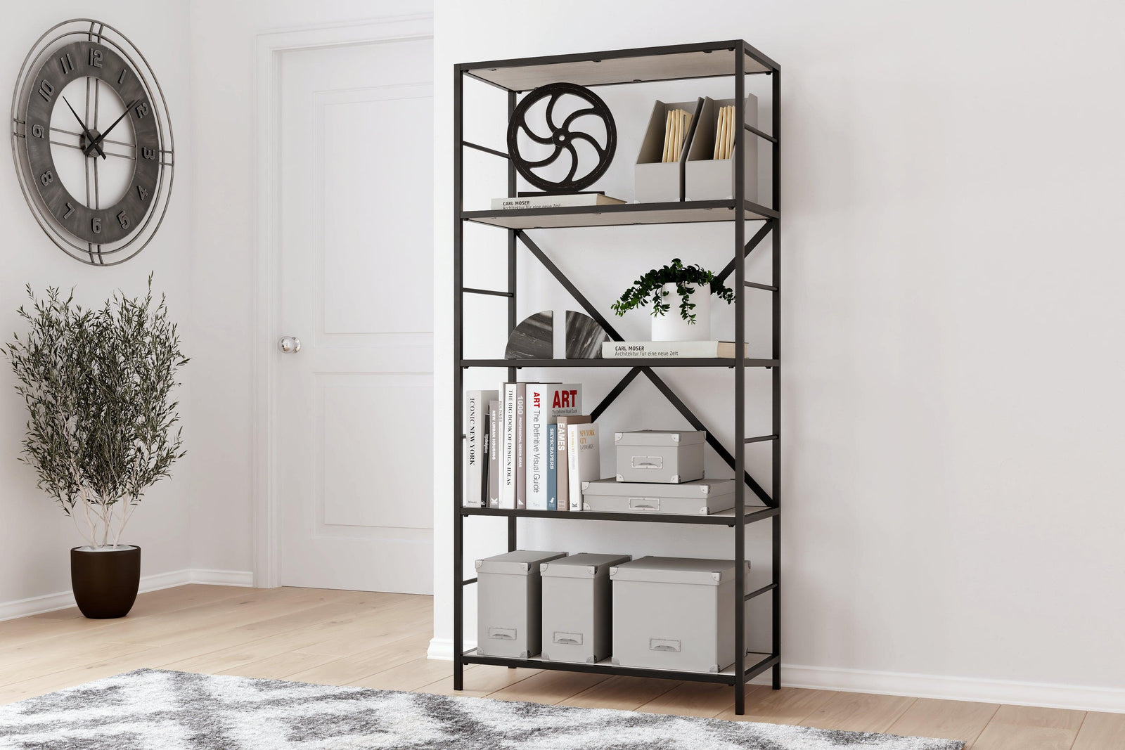 Bayflynn White/Black Bookcase H288-70 - Ella Furniture