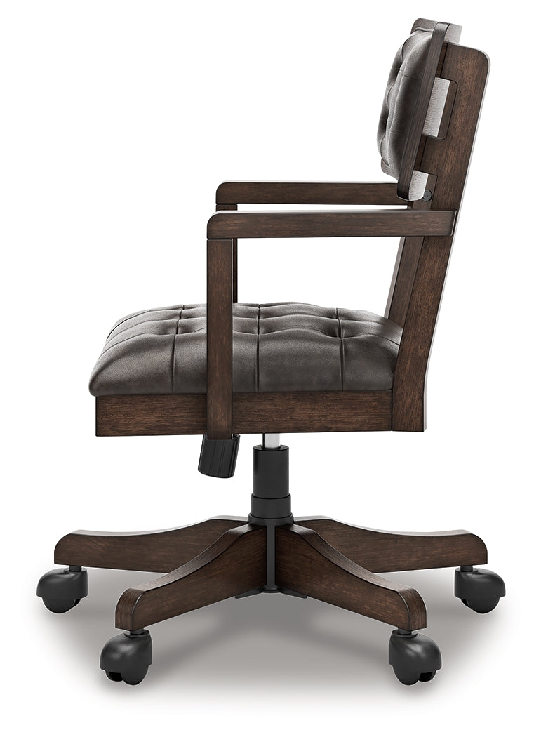 Breckington Dark Brown Home Office Desk with Chair