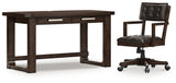 Breckington Dark Brown Home Office Desk with Chair