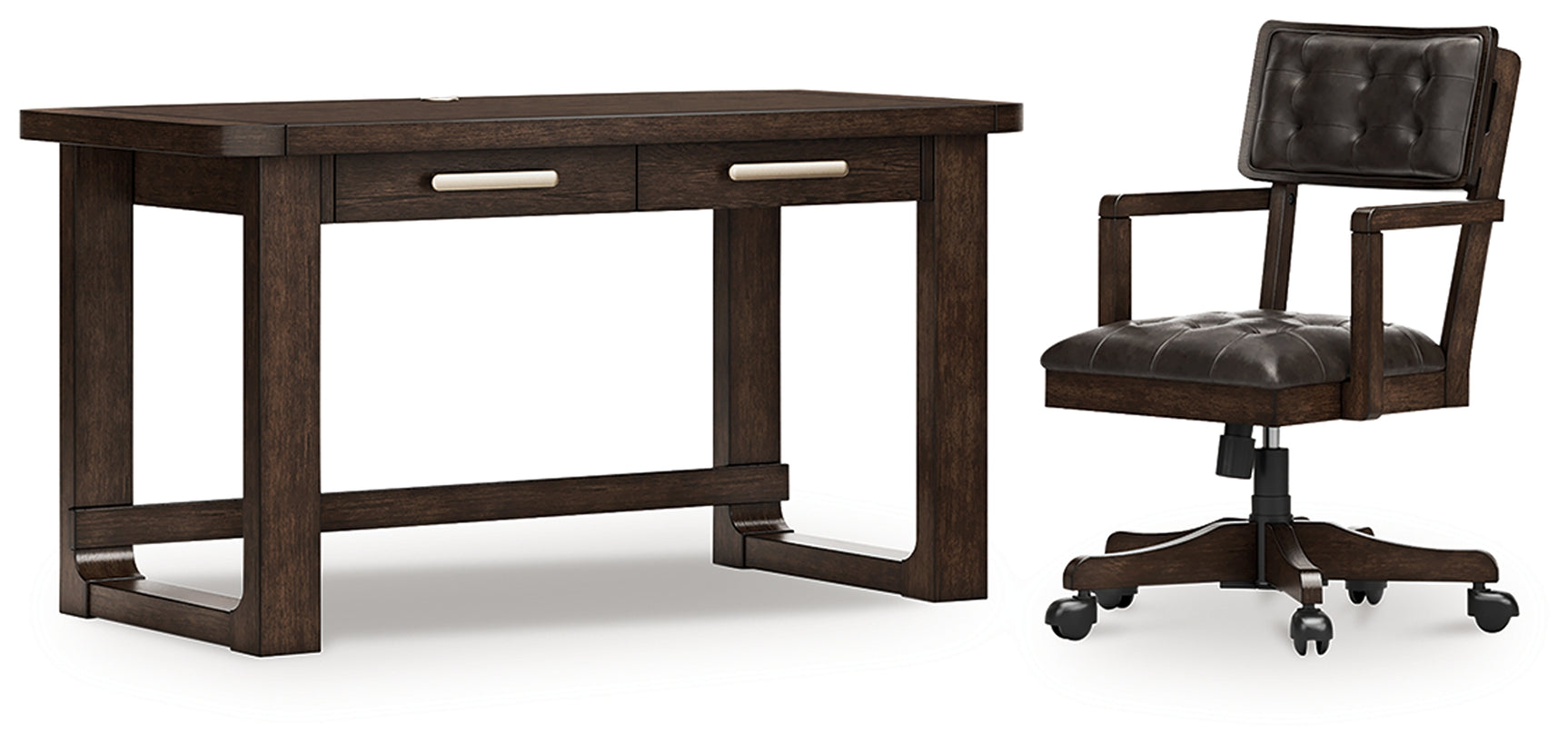 Breckington Dark Brown Home Office Desk with Chair