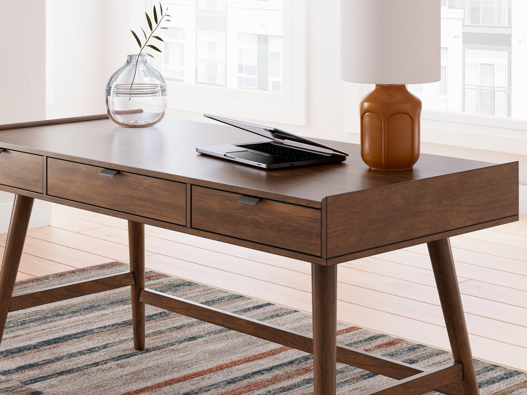 Lyncott Brown Home Office Desk With Chair