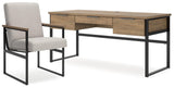 Montia Light Brown Home Office Desk with Chair and Storage