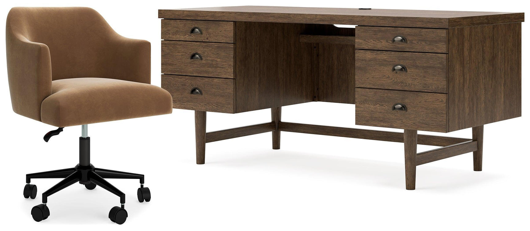 Austanny Warm Brown Home Office Desk With Chair