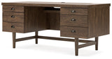 Austanny Warm Brown Home Office Desk With Chair And Storage