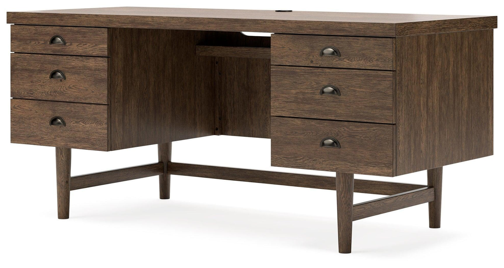 Austanny Warm Brown Home Office Desk With Chair And Storage