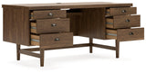 Austanny Warm Brown Home Office Desk With Chair And Storage