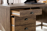 Austanny Warm Brown Home Office Desk With Chair And Storage