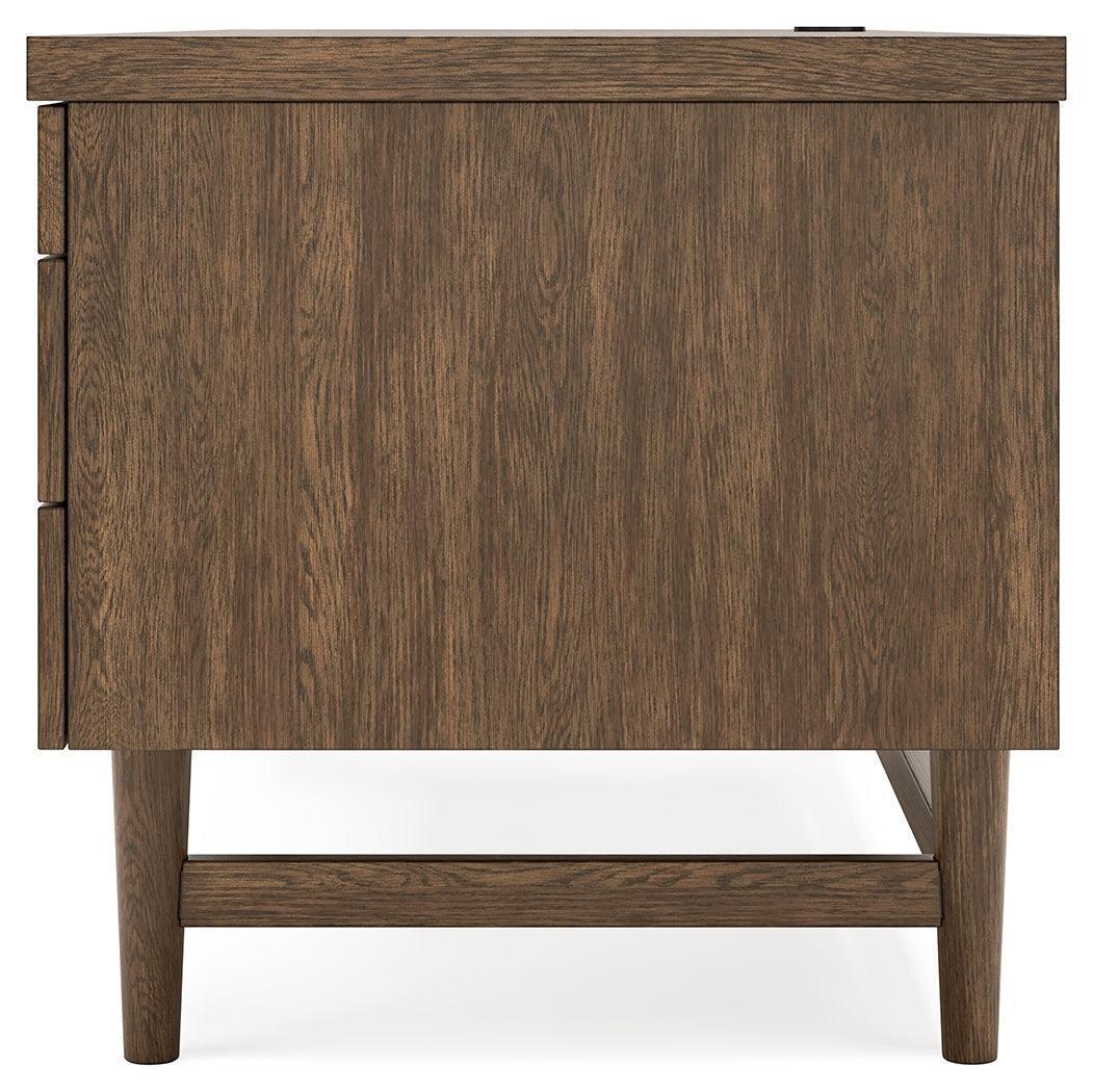 Austanny Warm Brown Home Office Desk With Chair And Storage