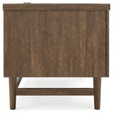 Austanny Warm Brown Home Office Desk With Chair And Storage
