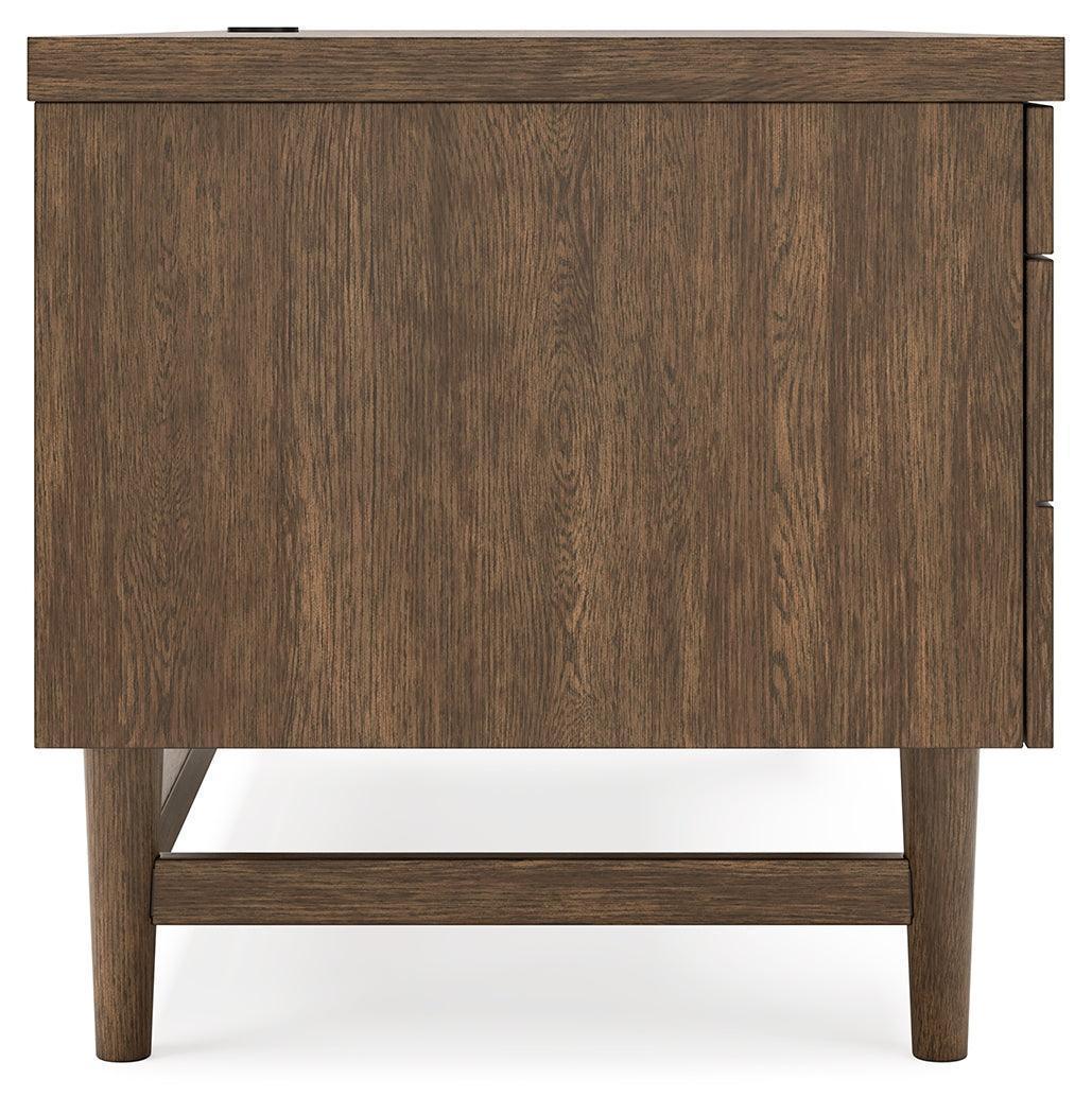 Austanny Warm Brown Home Office Desk With Chair And Storage
