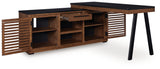 Kallari Warm Brown/Black Credenza with Desk Return