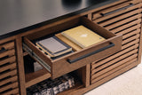 Kallari Warm Brown/Black Credenza with Desk Return