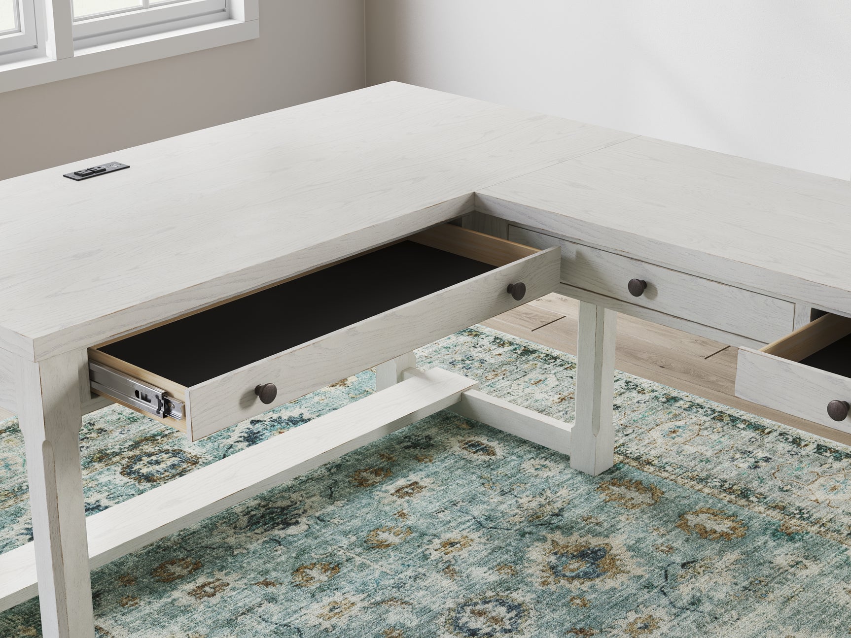 Robbinsdale Antique White L-Shaped Home Office Desk