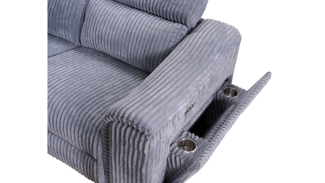 Yash Grey Premium Corduroy 6-Piece Reclining Sectional view 7