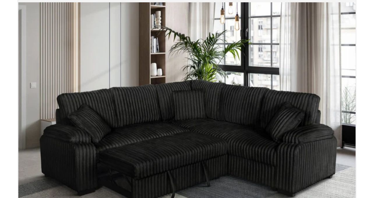 Black Sectional with Storage
