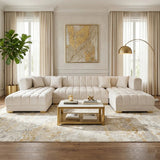 JAYLA IVORY VELVET DOUBLE CHAISE 141" SECTIONAL from Ella Furniture