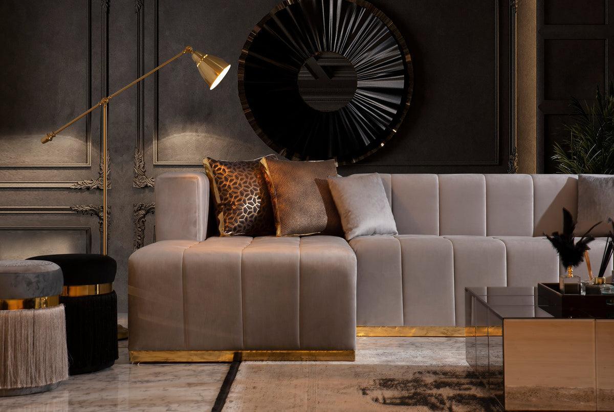 Amelia Gray Velvet Double Chaise 140" Sectional