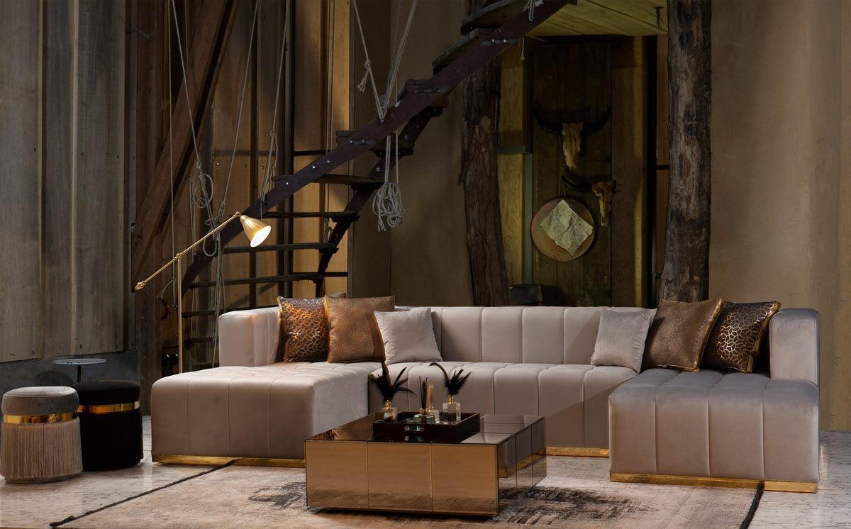 Amelia Gray Velvet Double Chaise 140" Sectional
