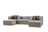 Amelia Gray Velvet Double Chaise 140" Sectional