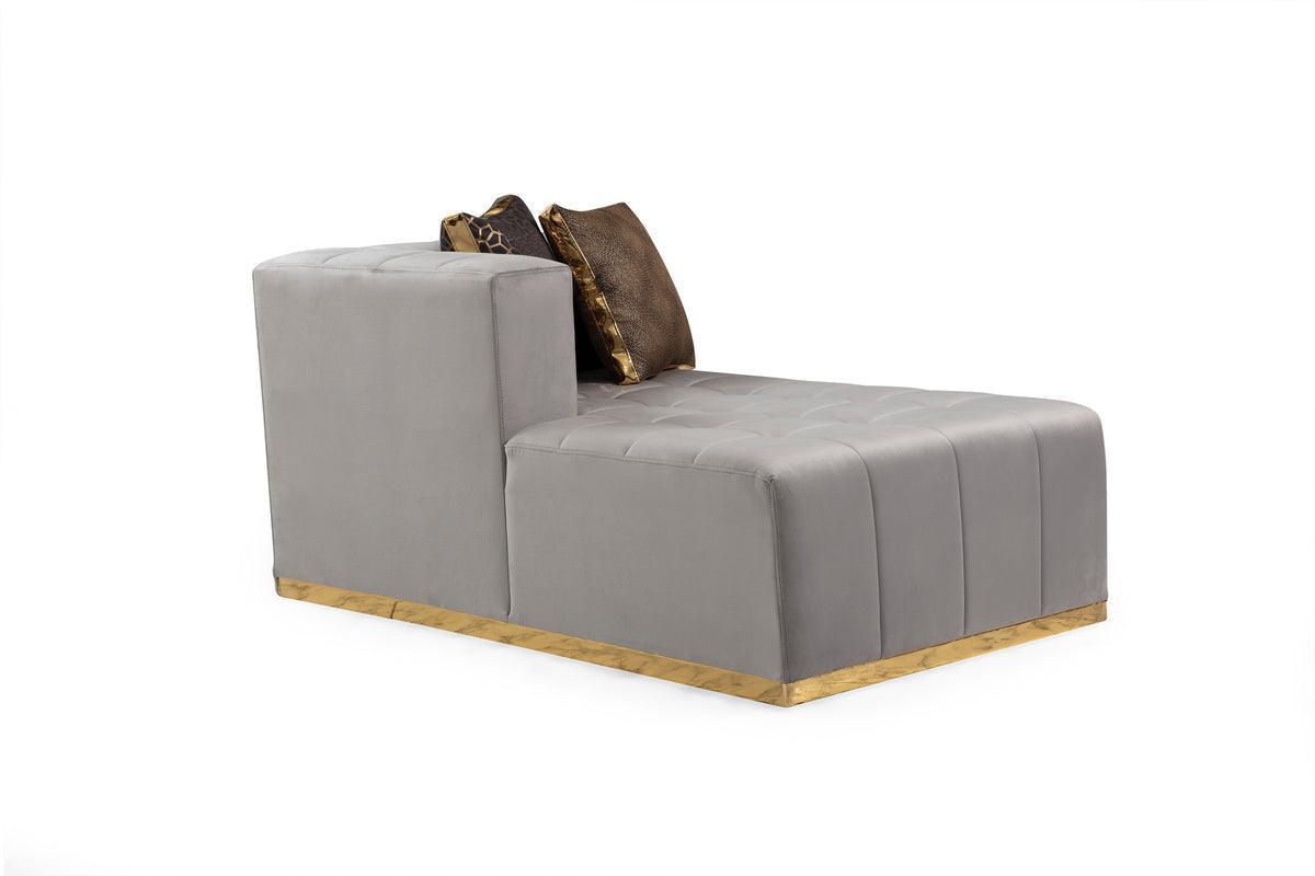 Amelia Gray Velvet Double Chaise 140" Sectional