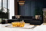 Amelia Black Velvet Double Chaise 140" Sectional