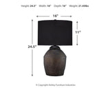 Naareman Metallic Black 2-Piece Table Lamp Set