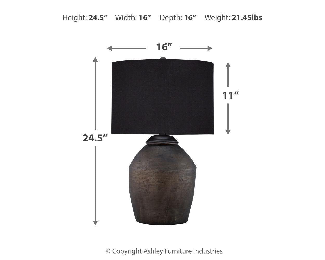 Naareman Metallic Black 2-Piece Table Lamp Set